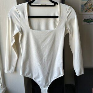 Free People White Squareneck Bodysuit in size XS